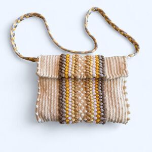 Antonella Tedde Cream and Yellow Linen Cotton Shoulder Bag